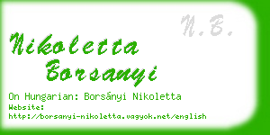 nikoletta borsanyi business card