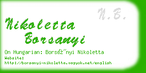 nikoletta borsanyi business card